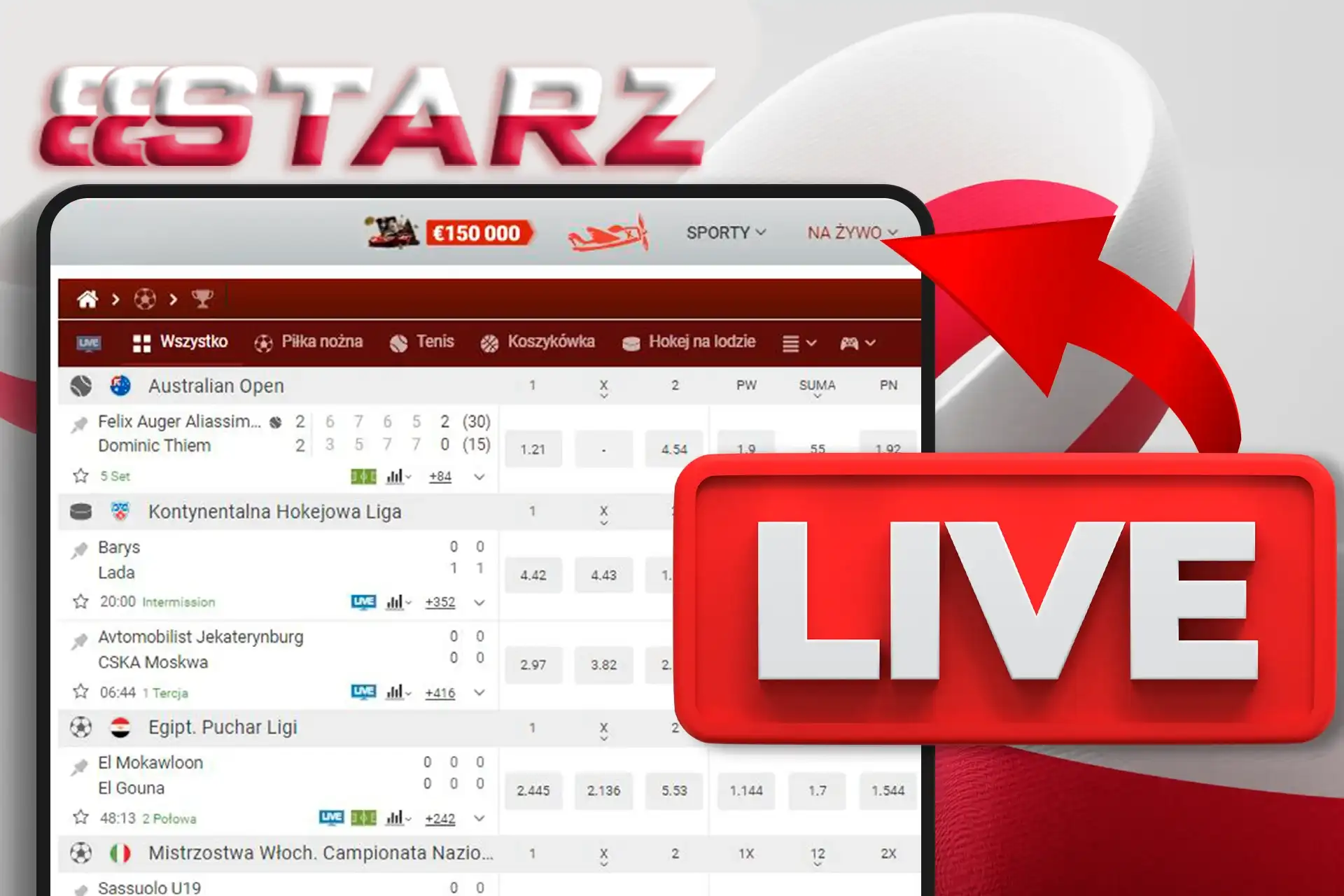 Obstawiaj na żywo w 888Starz